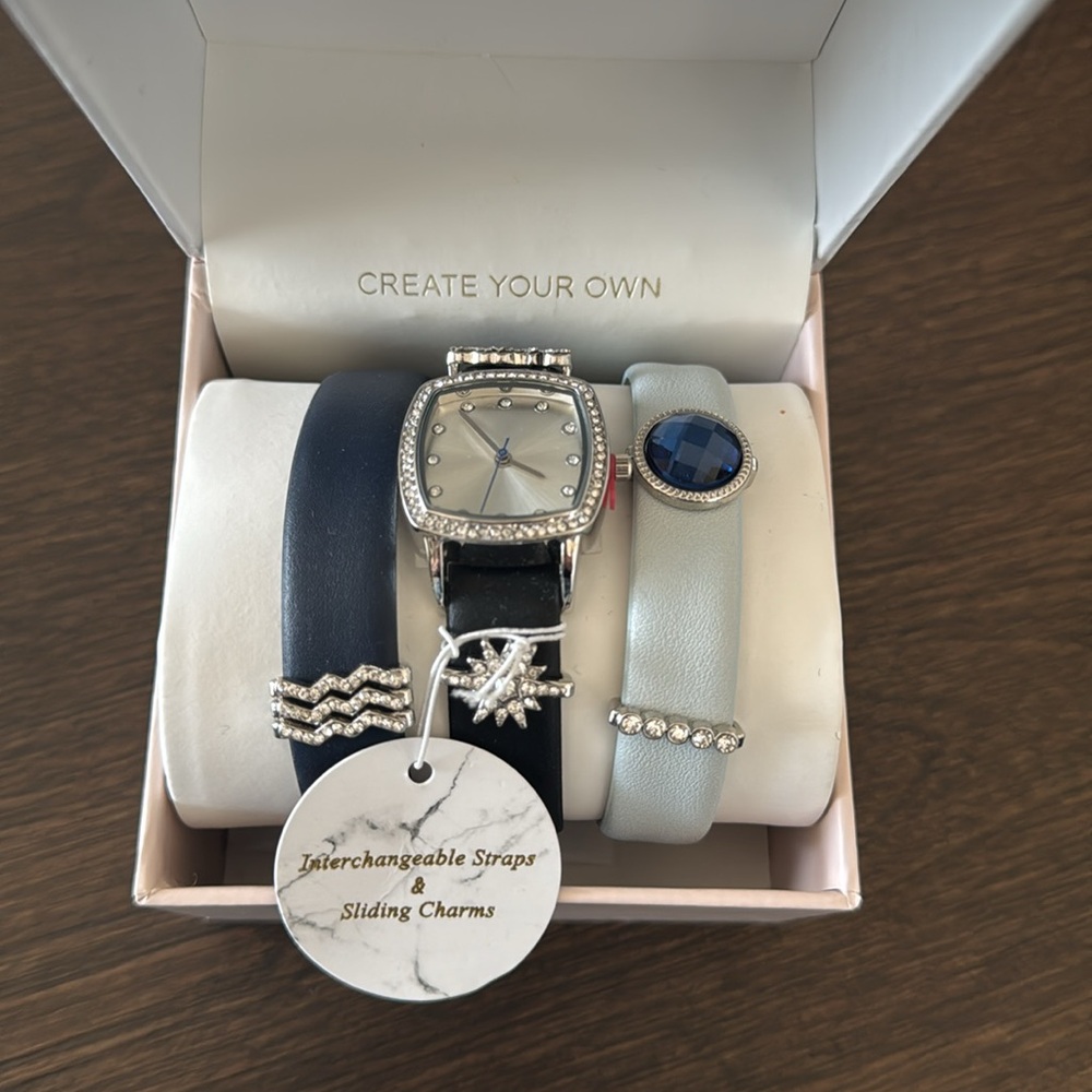 Jessica Carlyle Watch Interchangeable Straps Charms Silver Watch Girly Feminine